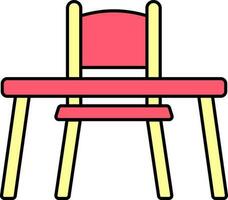 Table With Chair Icon In Red And Yellow Color. vector