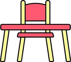 Table With Chair Icon In Red And Yellow Color. vector