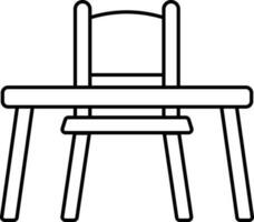 Table With Chair Icon In Black Line Art. vector