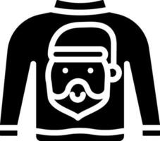 black and white Color Santa Printed Sweater Icon In Flat Style. vector