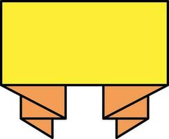 Yellow And Orange Color Empty Folded Ribbon Icon. vector