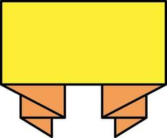 Yellow And Orange Color Empty Folded Ribbon Icon. vector