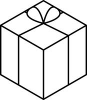 Isolated Gift Box Line Art Icon. vector