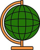 Isolated Globe Stand Icon In Green And Orange Color. vector