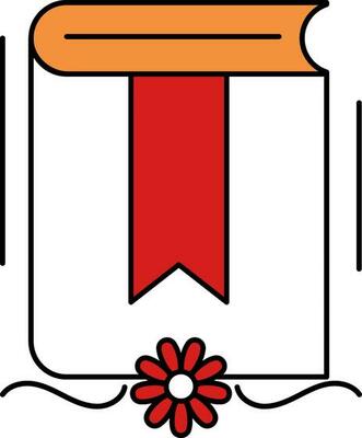 Floral Design Decorated Book Colorful Icon.