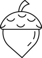 Acorn Icon In Black Outline. vector