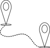 Route Location Pin Icon In Stroke Style. vector