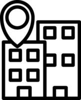 Linear Style Building Location Icon. vector