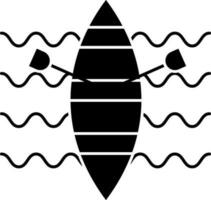 Kayak And Paddle Icon In black and white Color. vector