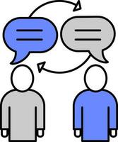 Conversation People Icon In Grey And Blue Color. vector