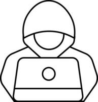 Hacker Icon In Black Line Art. vector