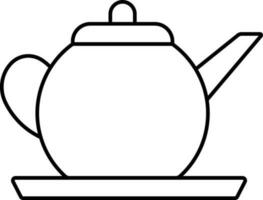 Tea kettle Icon In Black Outline. vector