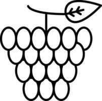 Grapes With Leaf Black Outline Icon. vector