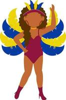 Illustration of Faceless Female Samba Dancer Character In Standing pose. vector