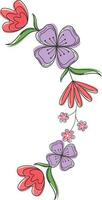 Red And Purple Floral Vine On White Background. vector