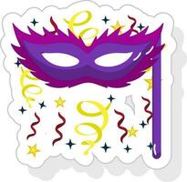 Isolated Party Mask With Stick Icon In Flat Style. vector