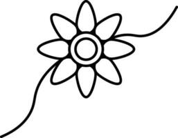 hermosa floral rakhi icono en negro línea Arte. vector