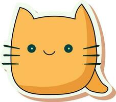 Sticker Or Label Mascot Cat Face In Yellow Color. vector