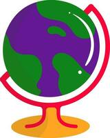 Flat Style Earth Globe Stand Colorful Icon. vector