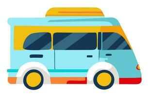 Turquoise And Yellow Mini Bus Or Van Element. vector