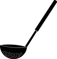 Black and white kitchen ladle in flat style. vector