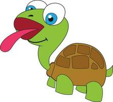 Funny cartoon tortoise character. vector