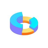 3D isometric pie chart in blue and orange color. vector