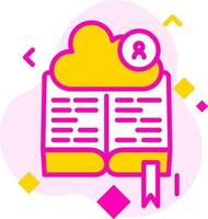 Open Cloud Book on Abstract pink and yellow Background in Flat Style. vector
