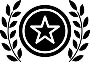 Star with laurel wreath or award glyph icon. vector