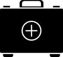 Illustration of black first aid kit box icon. vector