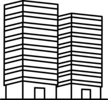 Skyscraper Buildings Icon in Black Thin Line Art. vector