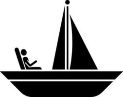 Black and white sailboat icon. vector