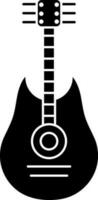 Flat style guitar icon in Black and White color. vector