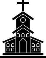 Black and White church icon in flat style. vector