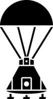 Black and White space capsule icon in flat style. vector