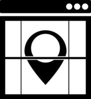 Online location search icon in Black and White color. vector