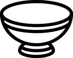Flat style bowl icon in black line art. vector