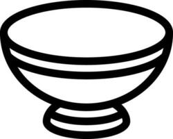 Flat style bowl icon in black line art. vector