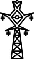 Electricity tower icon in thin line art. vector