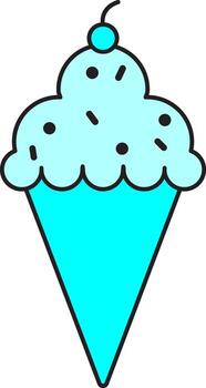 Ice Cream Cone Icon In Cyan Color. vector