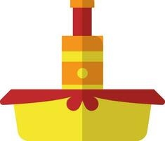 Red and orange champagne bottle in yellow bucket. vector