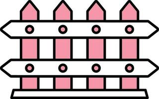 Fence Icon In Pink And White Color. vector