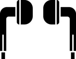 Flat Style Earphone Icon In Black And White Color. vector