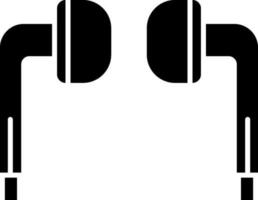 Flat Style Earphone Icon In Black And White Color. vector