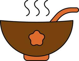 Soup Bowl With Spoon Icon In Flat Style. vector