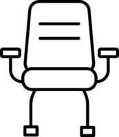 Black Line Art Chair Icon in Flat Style. vector