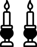 Vector Illustration Of Illuminated Candles In Back and White Color.