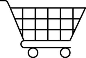 Black Line Art Shopping Cart Icon. vector