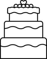 Flat Style Cake Icon In Thin Line Art. vector