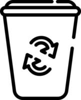 Trashcan or Recycling Bin Icon in Black Thin Line Art. vector